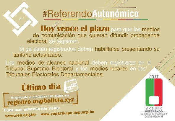 Este jueves vence el plazo para el registro de medios de comunicación y de organizaciones para difundir propaganda en el Referendo Autonómico